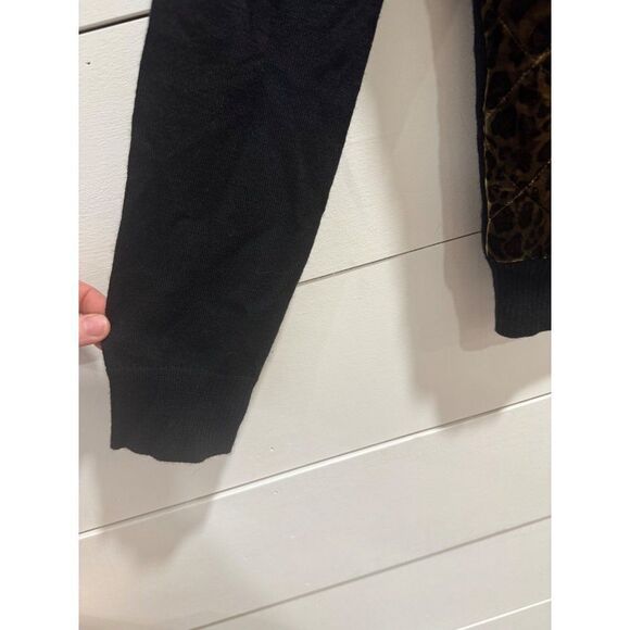 Lauren Ralph Lauren Quilted Leopard Print Velvet Zip Up Sweater/Jacket Silk/Wool - Picture 4 of 6